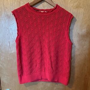 Hot Pink Lace-Knit Sweater Vest